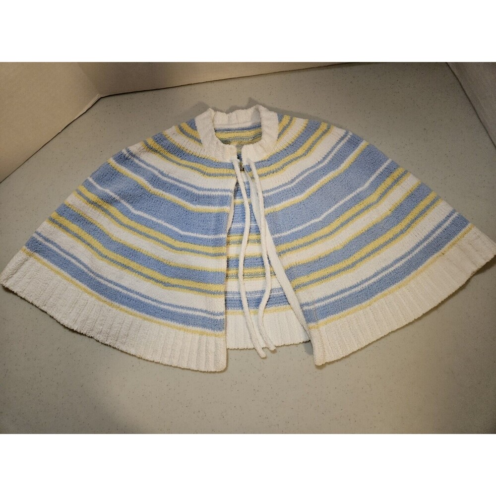 Chickeeduck Toddler Youth Poncho Yellow Blue White Stripe Polyester